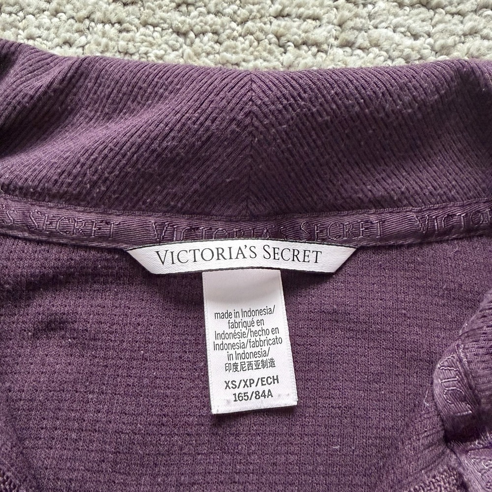 Victoria's Secret Womens‎ Purple Half Zip Cropped Pullover XS Ribbed - Picture 3 of 9
